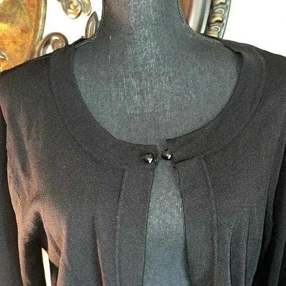 Jessica Howard Evenings Black Open Front Black Cropped Cardigan Sweater - Picture 7 of 8